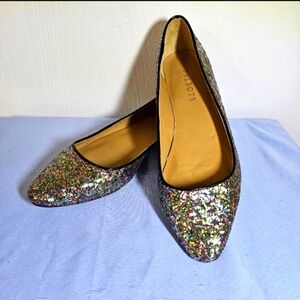 Talbots Edison RAINBOW Glitter Leather Ballet Flats Pointed Sz 7